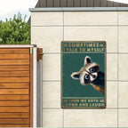 Funny Raccoon Tin Sign Talk To Myself Sarcastic Metal Wall Decor Trash Art