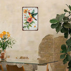 Retro Metal Hummingbird Sign Watercolor Floral Painting Cute Bedroom Kitchen Art