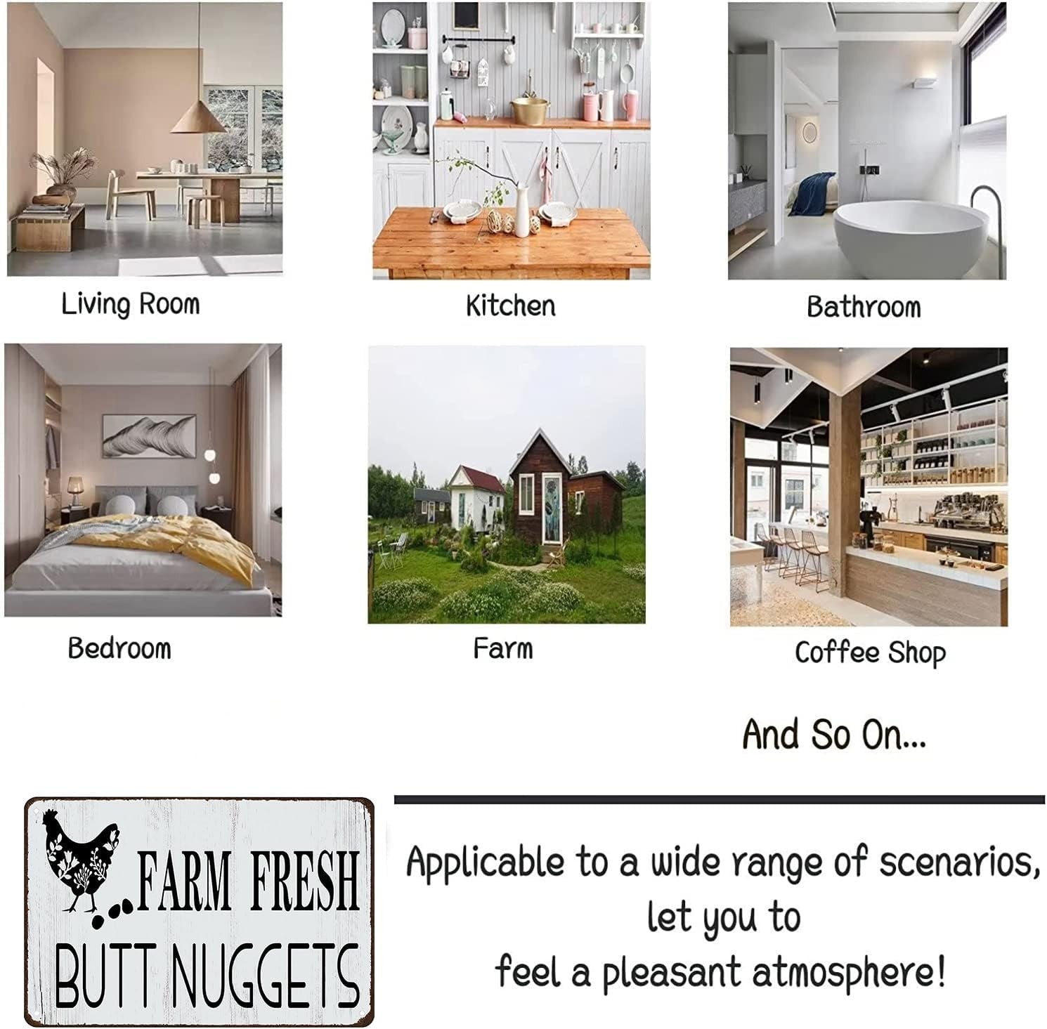 Funny Farm Fresh Butt Nuggets Metal Sign Retro Chicken Egg Farmhouse Wall Decor