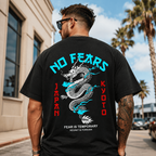 Japanese Dragon No Fears Graphic Tee - Kyoto Streetwear Back-Print Shirt