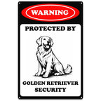 Golden Retriever Security Metal Sign: Dog Owner Front Door Decor
