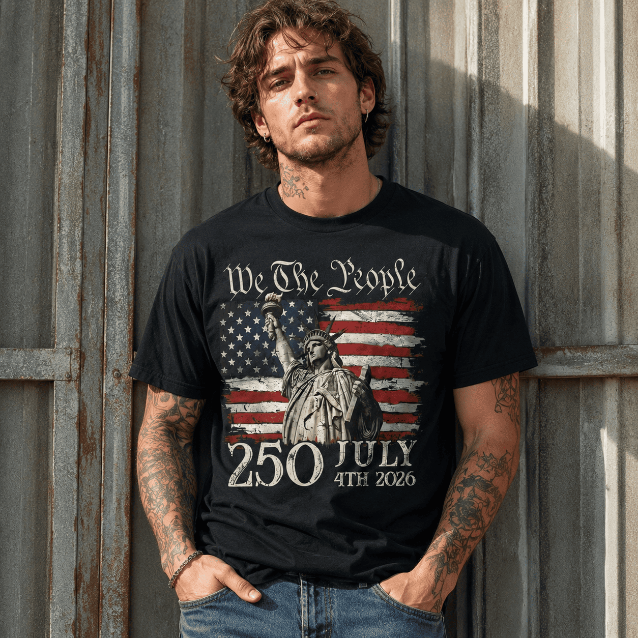 American 250th Anniversary USA Flag Patriotic 4th of July Freedom T-Shirt