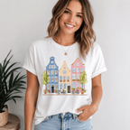 Women's Amsterdam Dutch Architecture Graphic T-Shirt Pastel Casual Tee Top