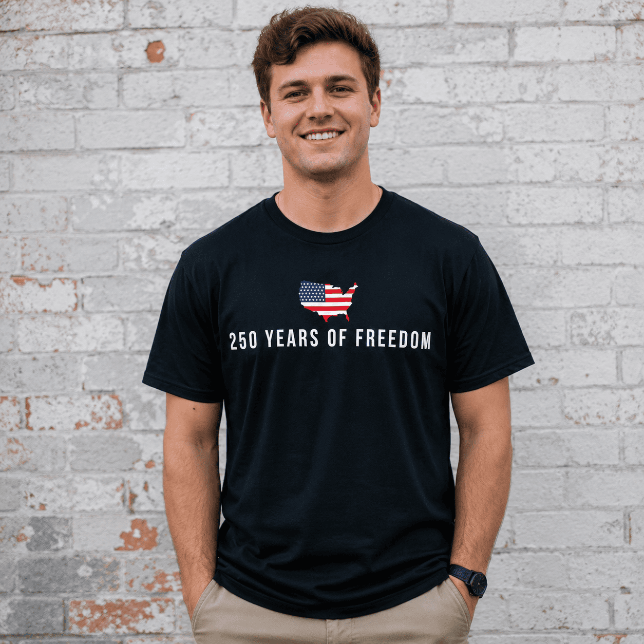250 Years of Freedom USA Flag T-Shirt 250th Anniversary 4th of July Tee