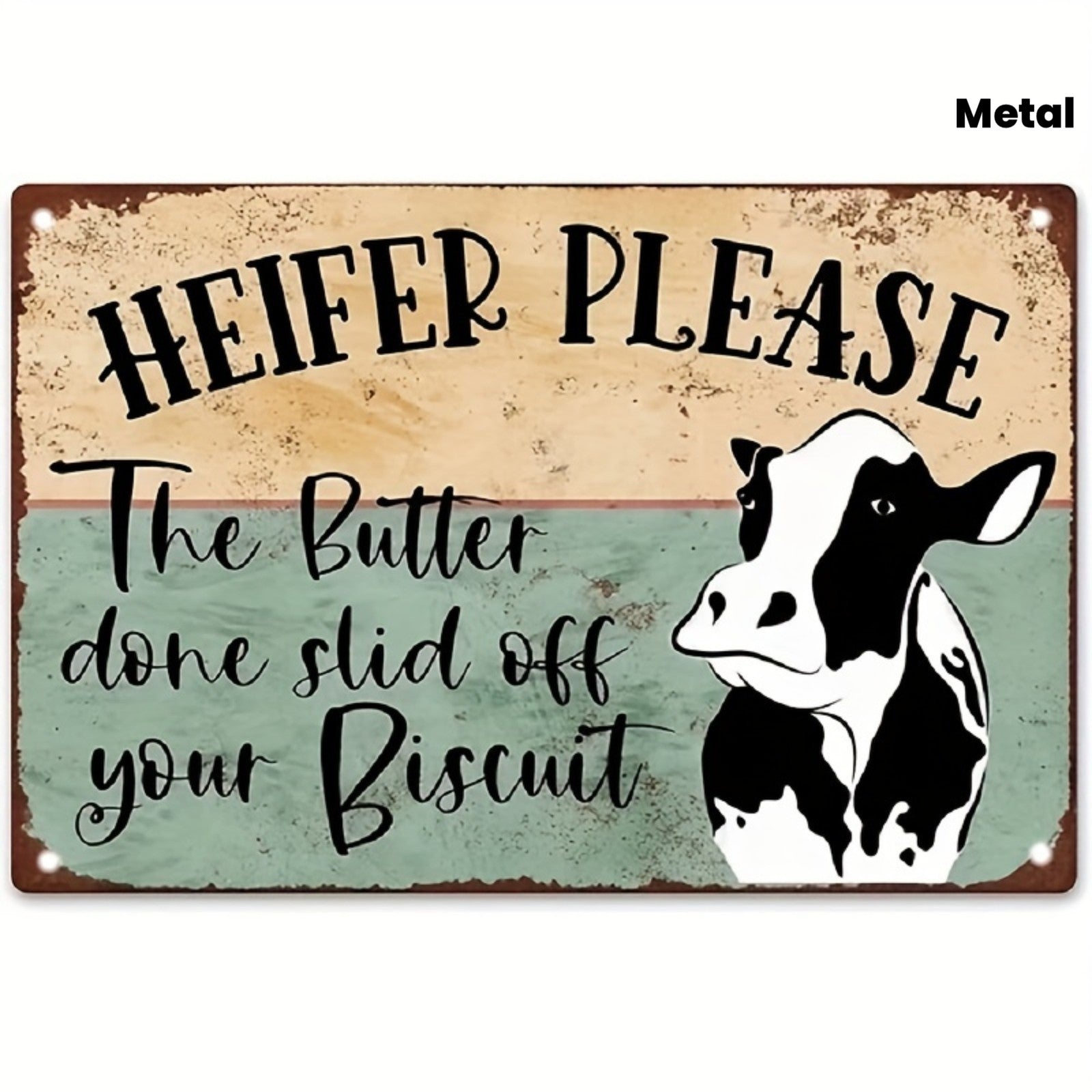 Funny Cow Metal Sign - Retro "Heifer Please" Sarcastic Tin Wall Decor