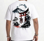 Japanese Torii Gate T-Shirt - Zen Mountain Ink Wash Art Asian Streetwear Tee