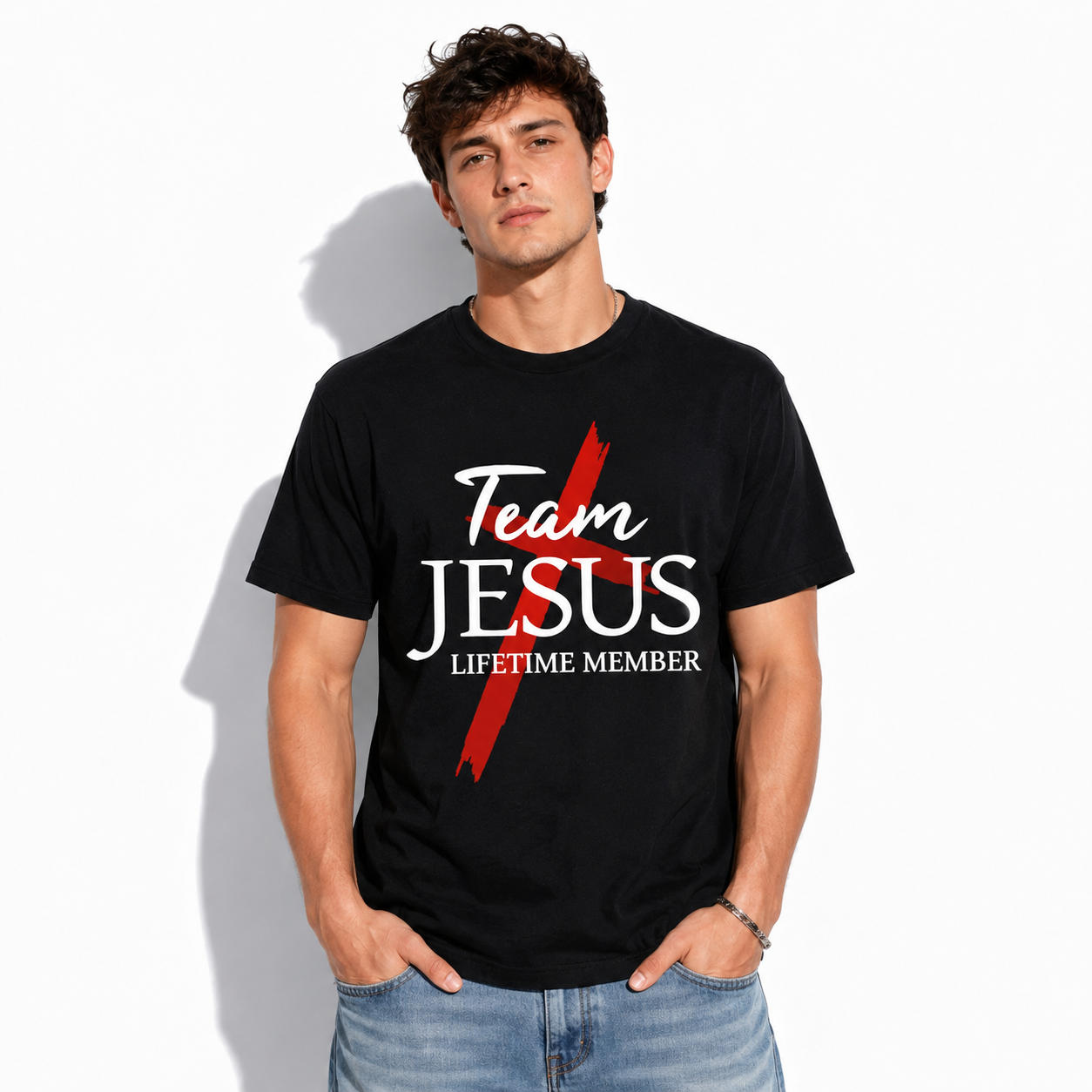 Team Jesus Lifetime Member Shirt - Christian Faith Cross Graphic - Religious Tee