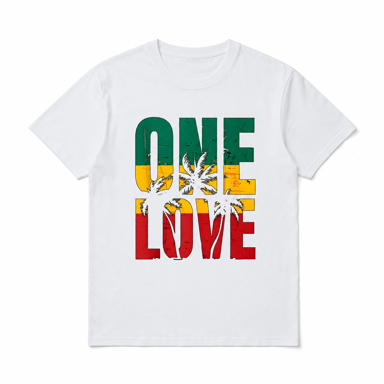 One Love Rasta Reggae Jamaica Colors Graphic T-Shirt Peace Unity Tee