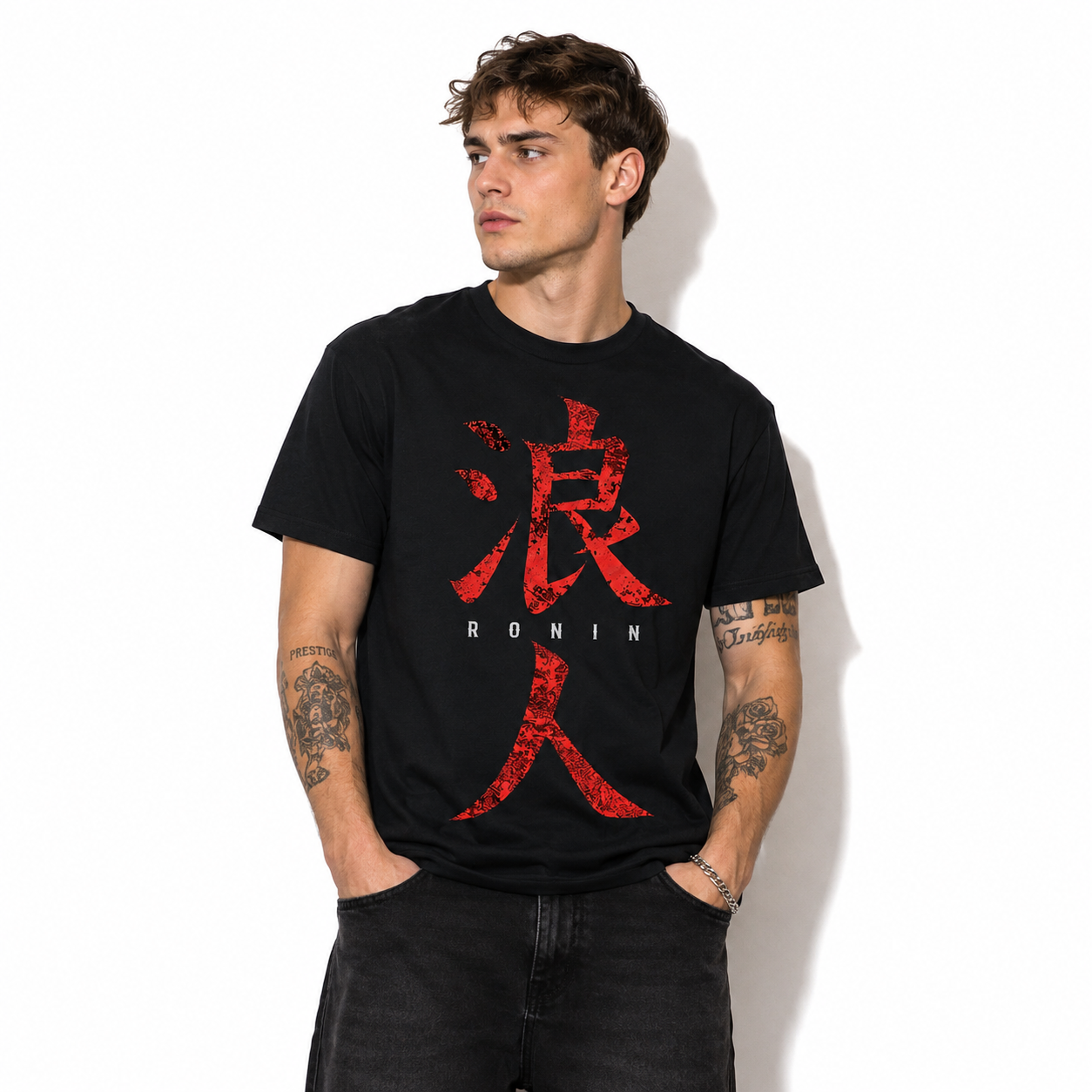 Samurai Ronin T Shirt Japanese Kanji Anime Style Warrior Graphic Tee Top