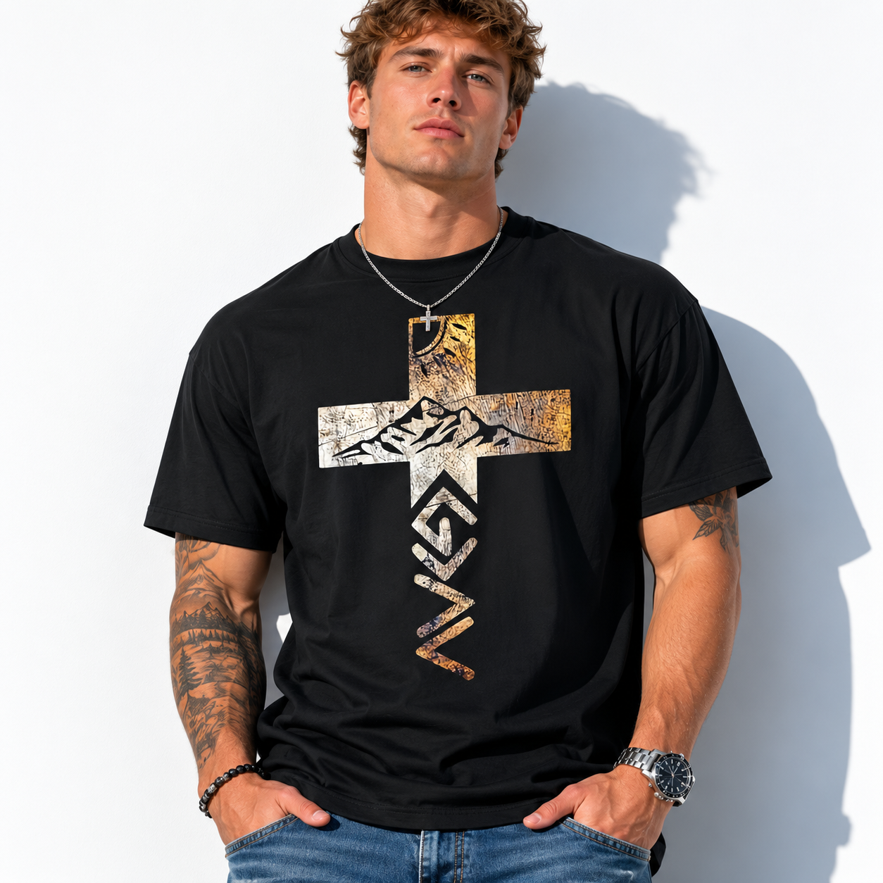 God Greater Than Highs and Lows T Shirt Christian Cross Faith Graphic Tee