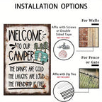 Retro RV Metal Tin Sign Vintage Welcome To Our Camper Outdoor Patio Wall Art