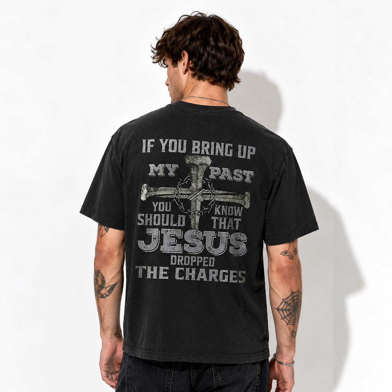 Men's Jesus Dropped The Charges Funny Christian Graphic T-Shirt Tee