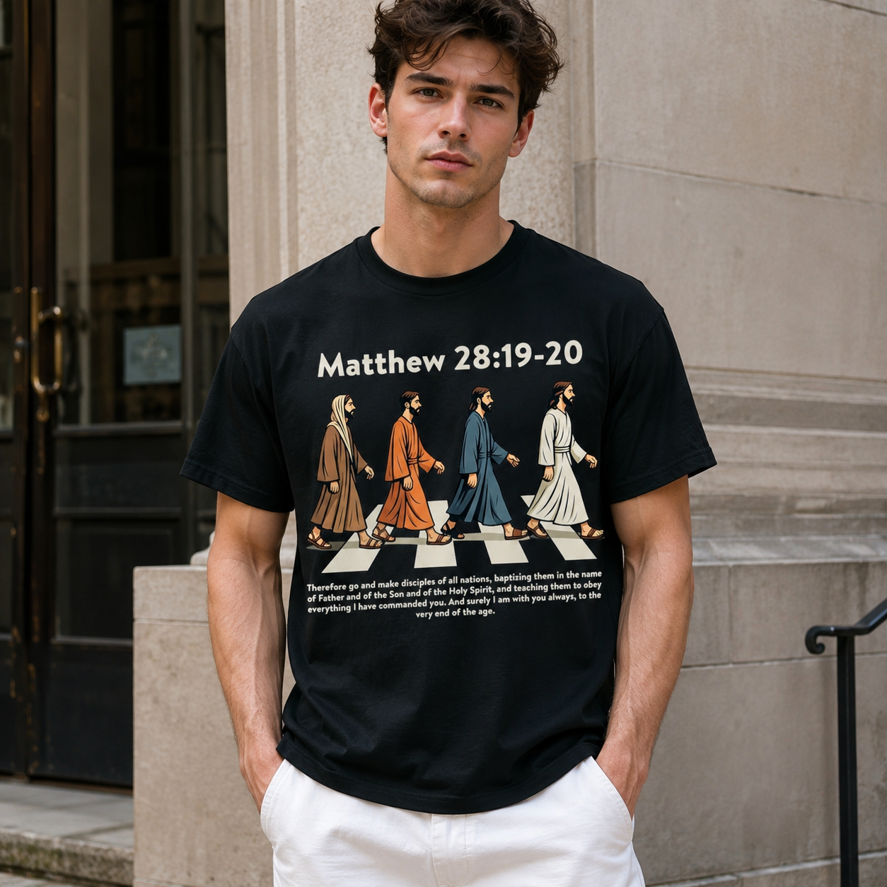 Matthew 28:19-20 Great Commission Christian Faith Church Graphic Men’s T-Shirt