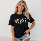 Nurse Care Inspire Heal Graphic Tee - Cute Pastel Nursing Gift T-Shirt