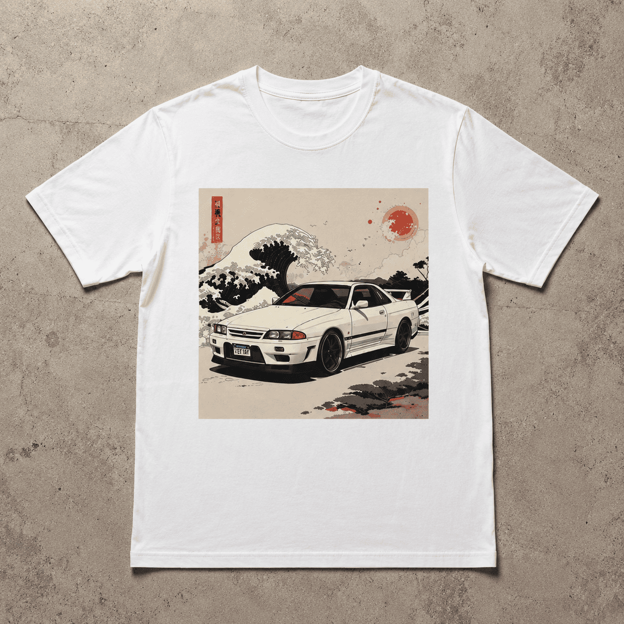 R32 JDM Great Wave Graphic T-Shirt Retro Japanese Racing Car Art Tee