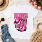Women Western Cowgirl T-Shirt Pink Cowboy Boots Hat Graphic Rodeo Summer Tee