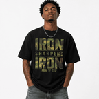 Iron Sharpens Iron Christian Bible Verse Graphic T-Shirt Camouflage Faith Tee