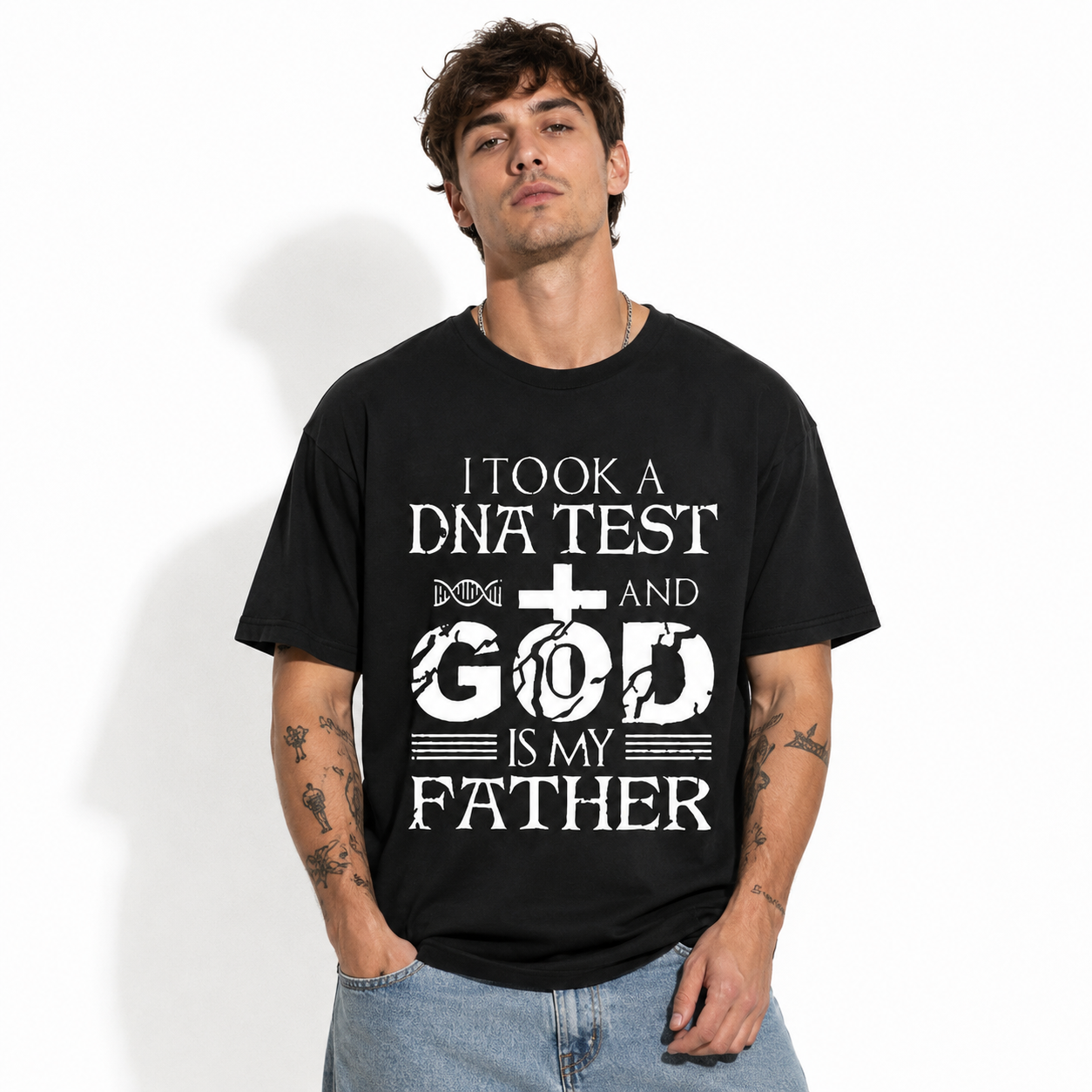 I Took A DNA Test God Is My Father T-Shirt Christian Faith Graphic Tee Men