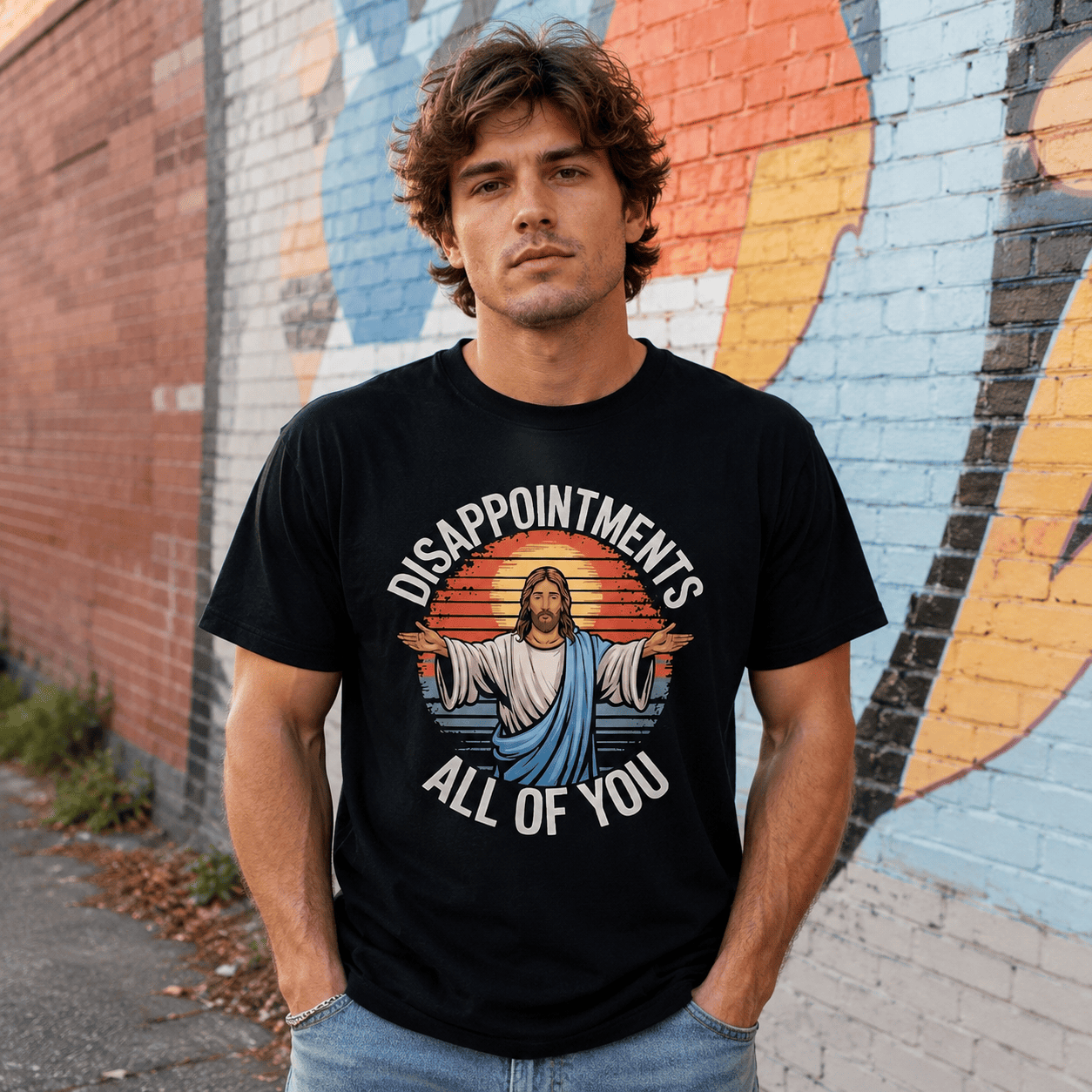 Funny Jesus "Disappointing You" Satirical Religion T-Shirt - Black