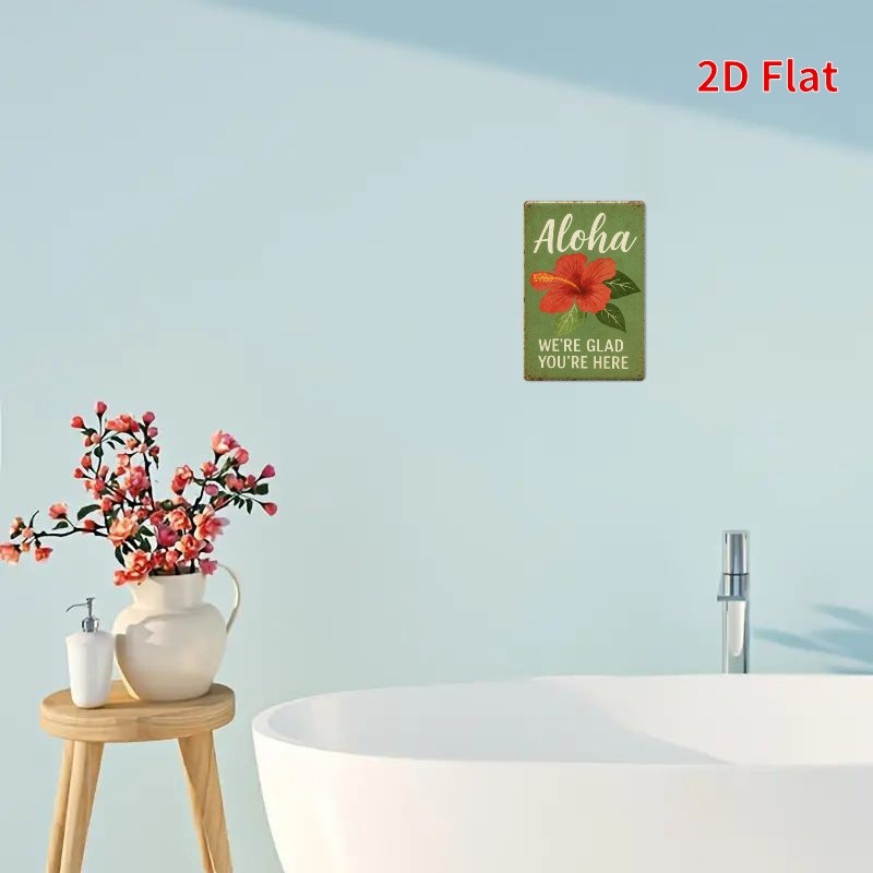 Hawaiian Style Tin Sign - Vibrant Hibiscus Flower Metal Poster for Wall Decor