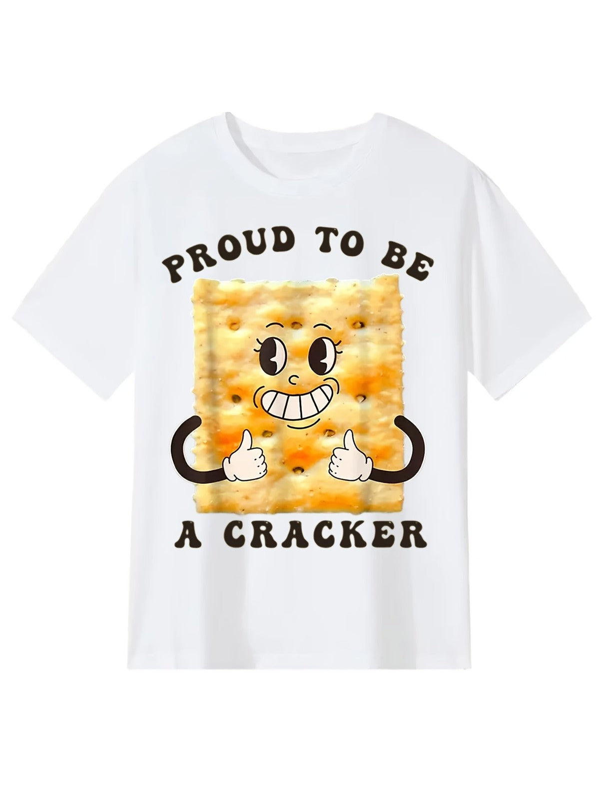Proud To Be A Cracker Funny Graphic T-Shirt Food Pun Humor Black Tee
