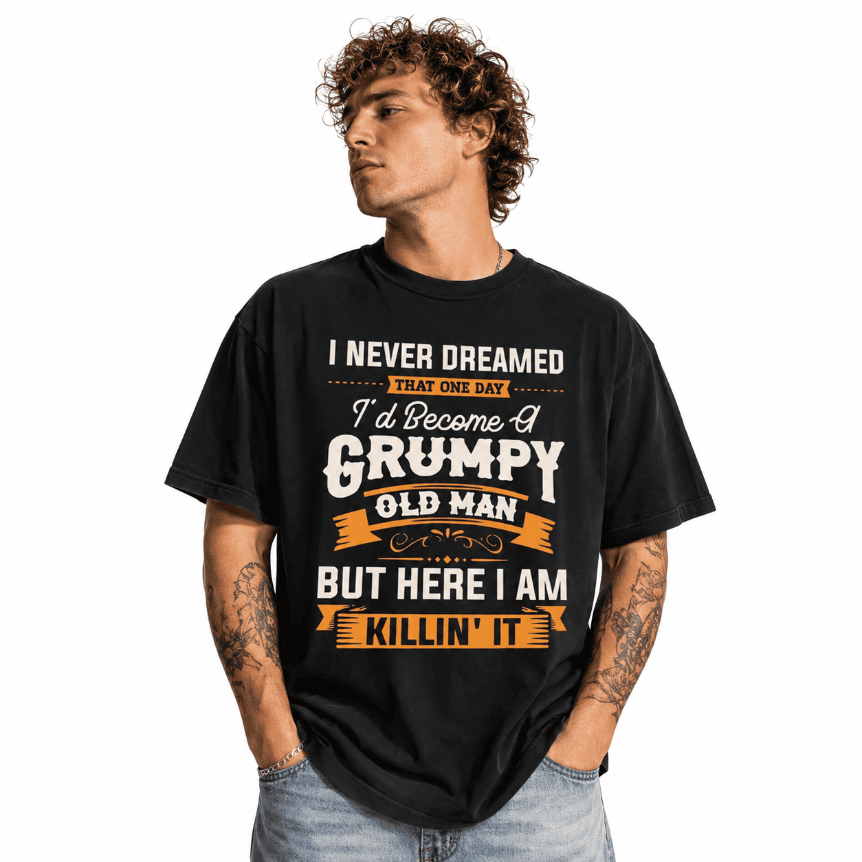 Funny Grumpy Old Man Killin' It T-Shirt | Sarcastic Grandpa Graphic Tee