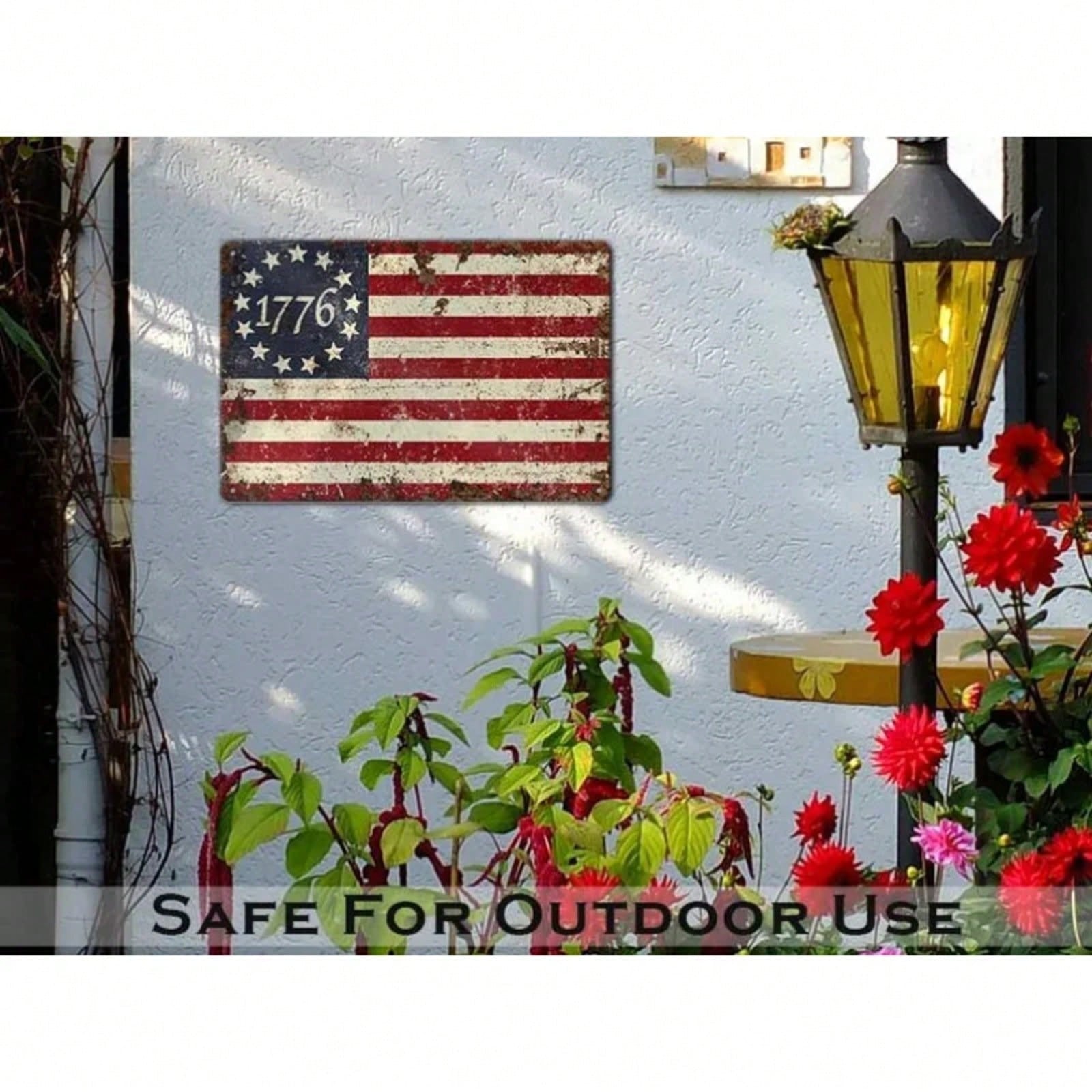 Patriotic 1776 Betsy Ross Tin Sign - Vintage American Revolutionary Metal Art