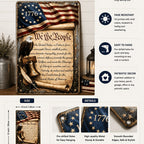 Retro 1776 Patriotic Tin Sign American Flag Eagle USA History Novelty Wall Art