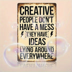 Creative People Ideas Metal Tin Sign Funny Art Studio Decor Messy Room Wall Art