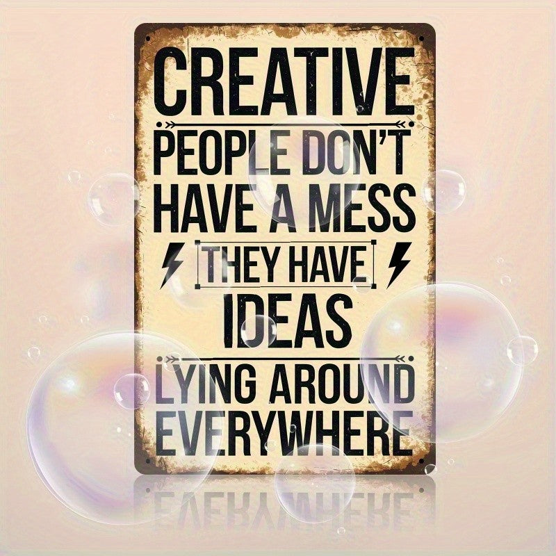 Creative People Ideas Metal Tin Sign Funny Art Studio Decor Messy Room Wall Art