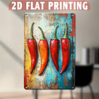 Chili Pepper Metal Sign - Artistic Kitchen Tin Wall Art Decor Plaque