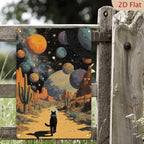 Astronaut Cat Metal Sign - Surreal Space Desert Tin Wall Art Decor Plaque