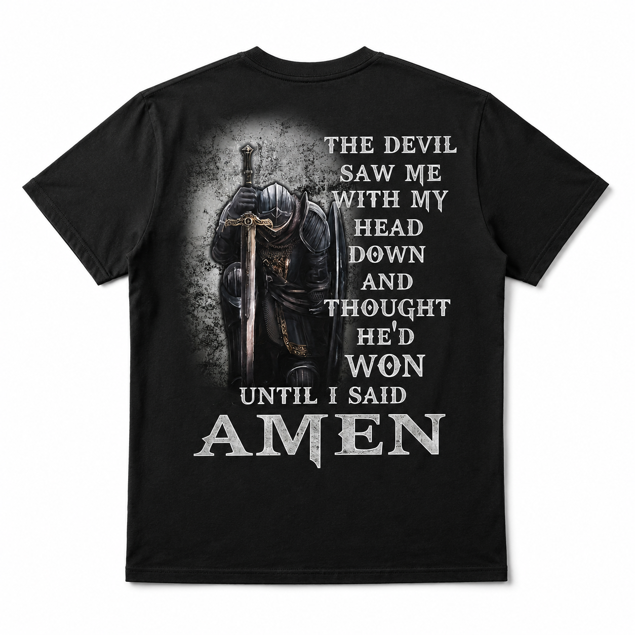 Amen Christian Knight T Shirt Religious Faith Armor of God Tee