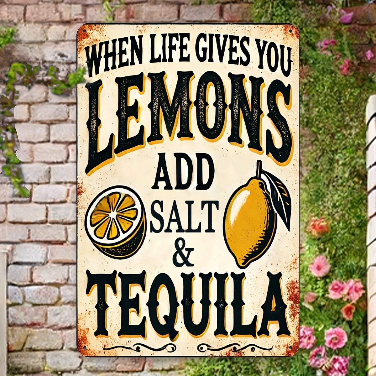 When Life Gives You Lemons Tequila Tin Sign Vintage Metal Home Bar Wall Decor