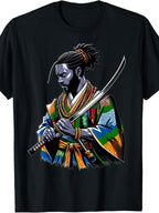 Samurai Warrior Katana Graphic T-Shirt Japanese Anime Style Tee