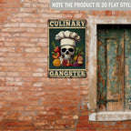 Rustic Culinary Gangster Metal Sign Retro Chef Skull Kitchen Wall Decor