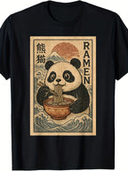 Kawaii Panda Ramen Anime T-Shirt Japanese Cute Noodles Graphic Tee