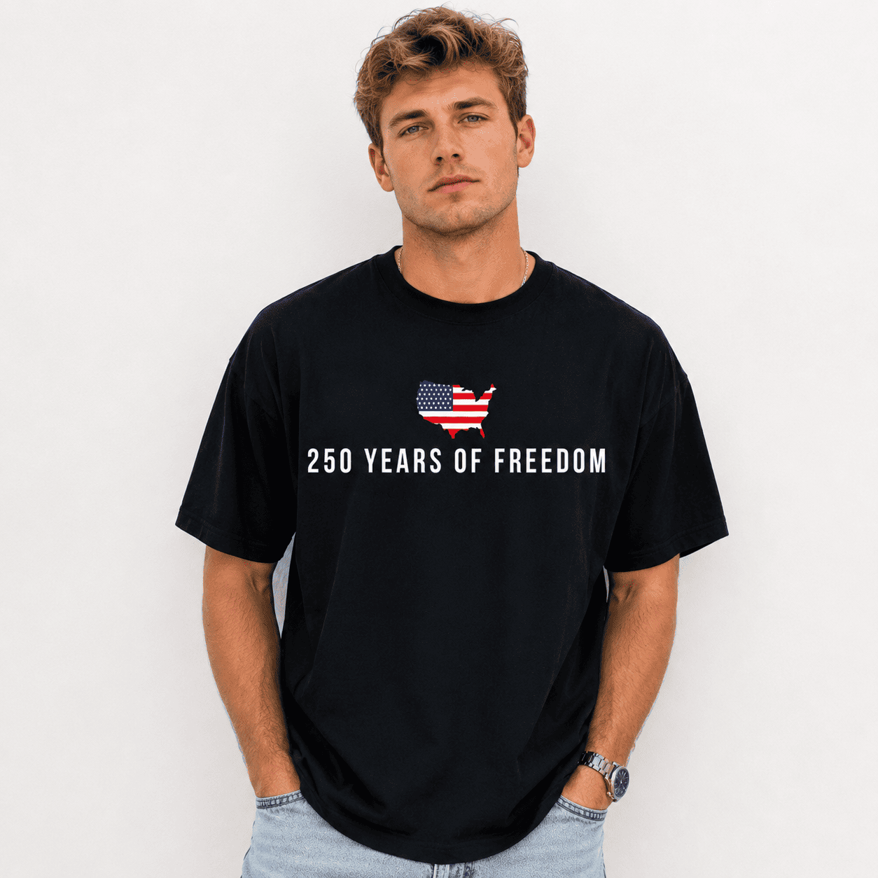 250 Years of Freedom USA Flag T-Shirt 250th Anniversary 4th of July Tee