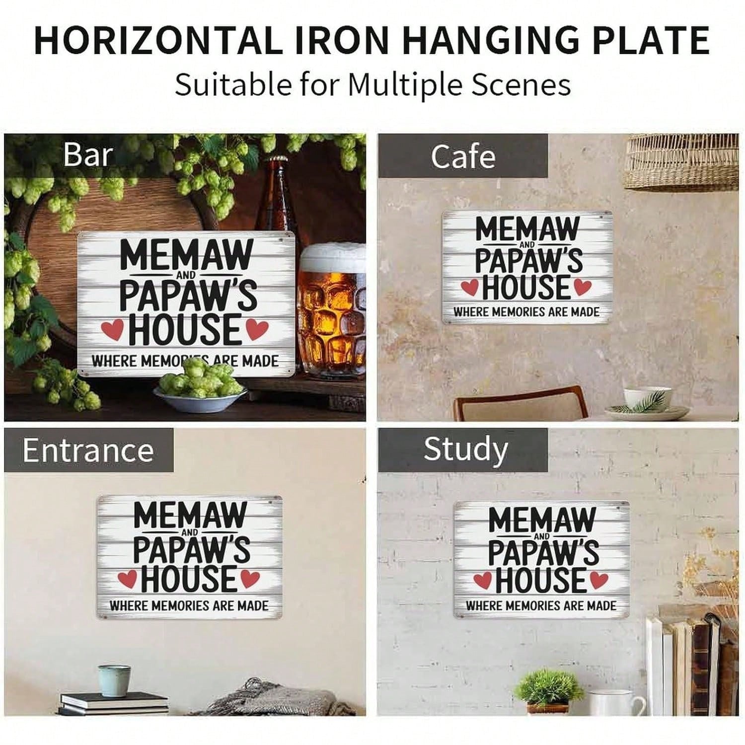 Memaw and Papaw's House Metal Tin Sign - Retro Grandparents Memories  Wall Art