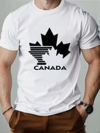 Canada Maple Leaf Graphic T-Shirt Canadian Pride Flag Style Casual Tee