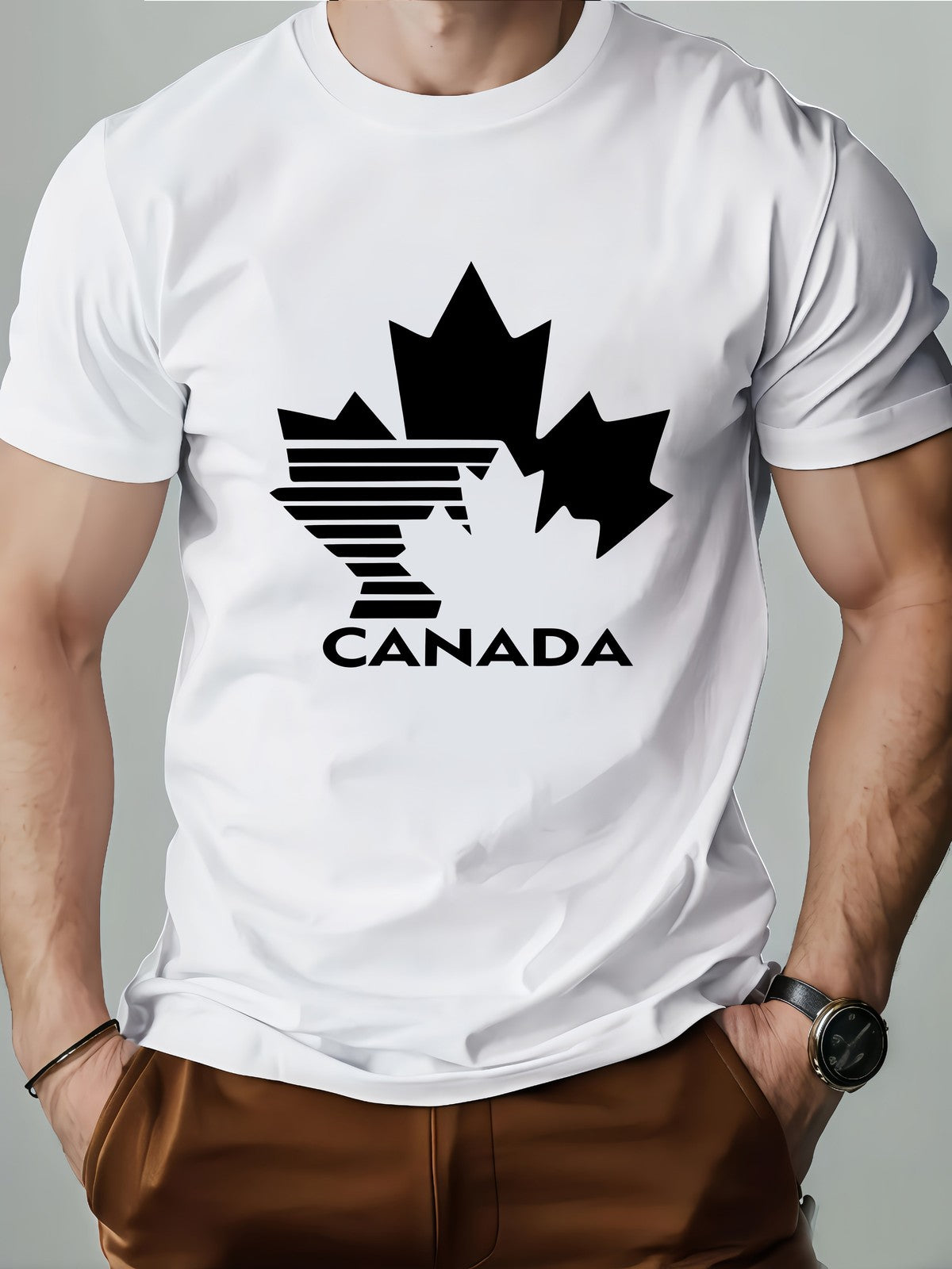 Canada Maple Leaf Graphic T-Shirt Canadian Pride Flag Style Casual Tee
