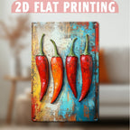 Chili Pepper Metal Sign - Artistic Kitchen Tin Wall Art Decor Plaque