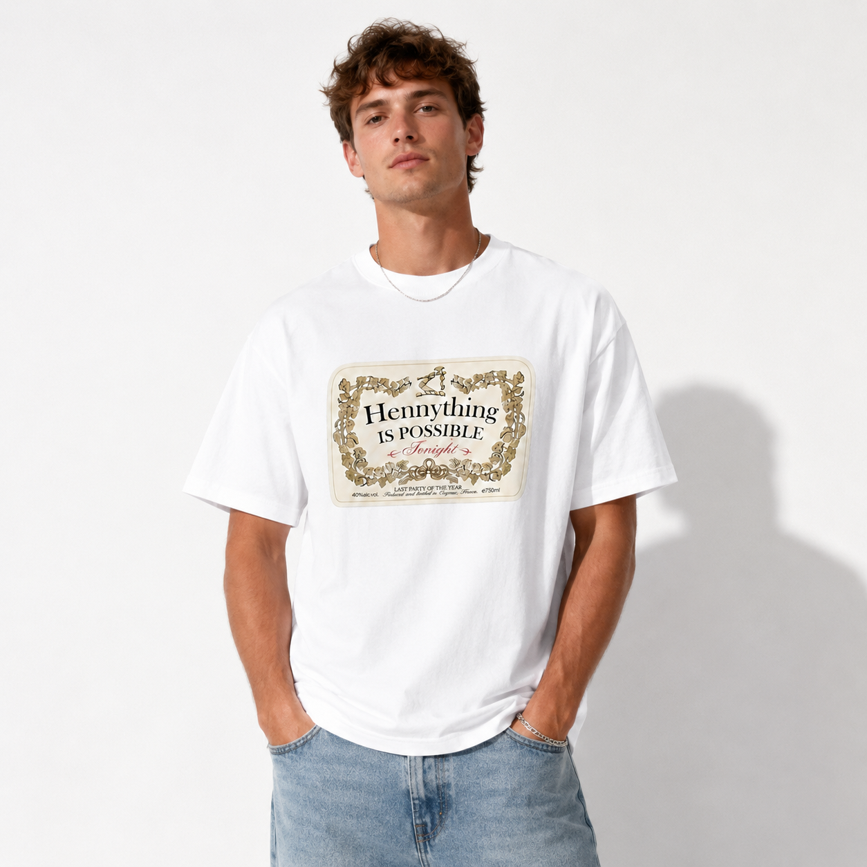 Hennything Is Possible Funny Drinking Graphic T-Shirt Men's Casual Tee