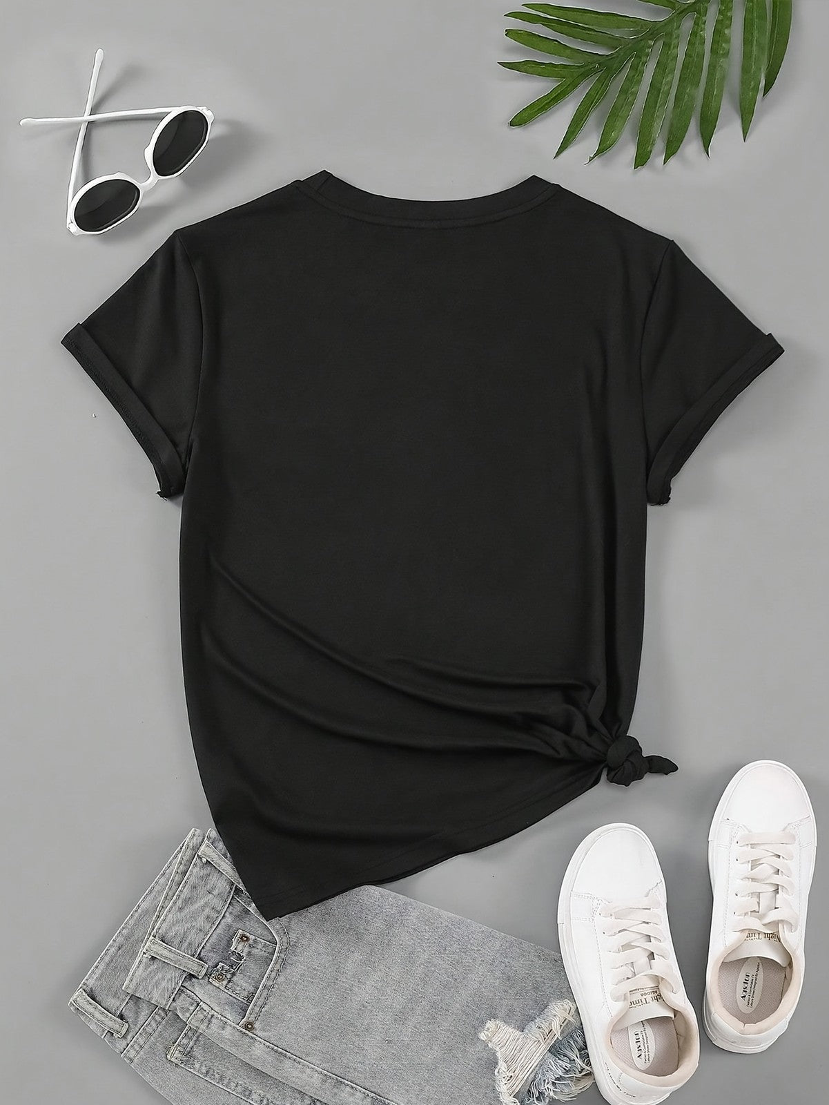 Women's Heart Print Mother's Day Graphic Crew Neck Casual Short Sleeve T-Shirt