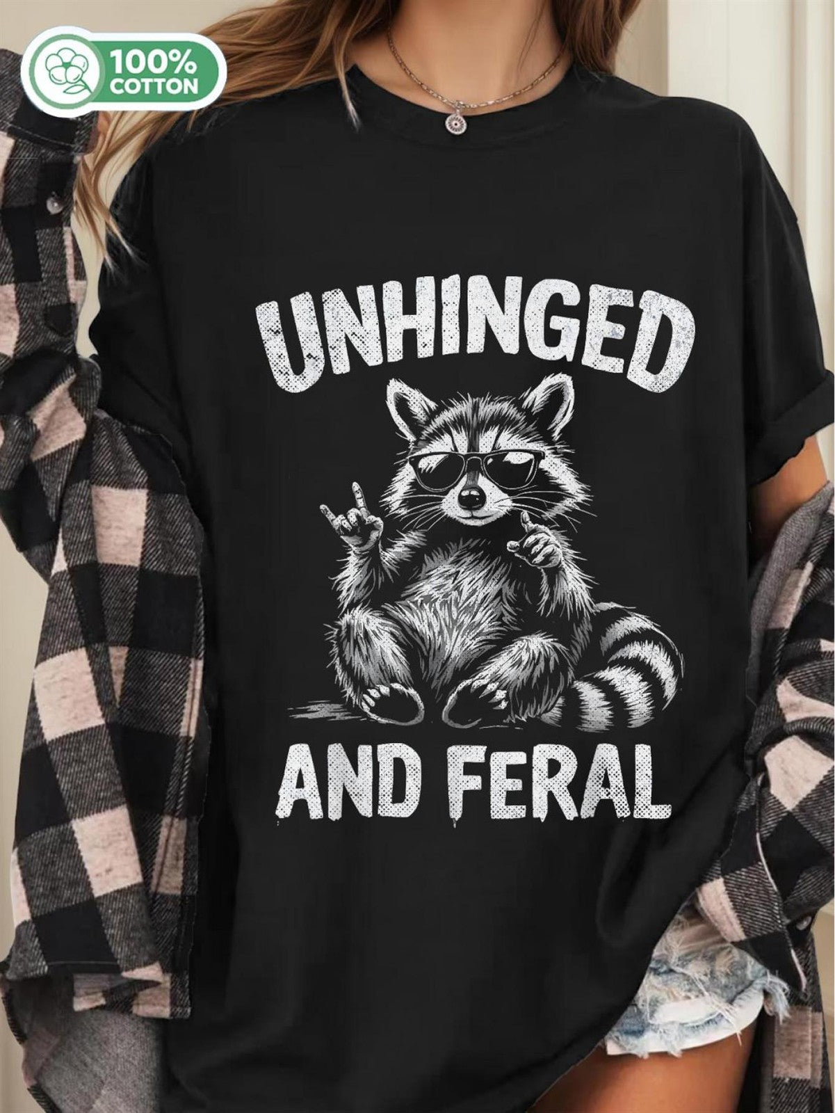 Women Retro Raccoon Trash Panda Graphic T-Shirt Funny Animal Vintage Casual Tee