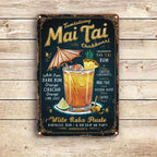 Mai Tai Cocktail Metal Sign - Retro Bar Wall Art Tin Decor Plaque