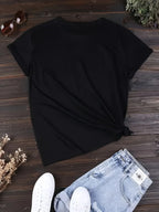 Women Elegant Pearl Fashion T-Shirt Short Sleeve Casual Round Neck Summer Tee