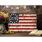 Patriotic 1776 Betsy Ross Tin Sign - Vintage American Revolutionary Metal Art