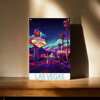 Las Vegas Metal Sign - "Welcome to Fabulous Las Vegas" Tin Wall Art Decor
