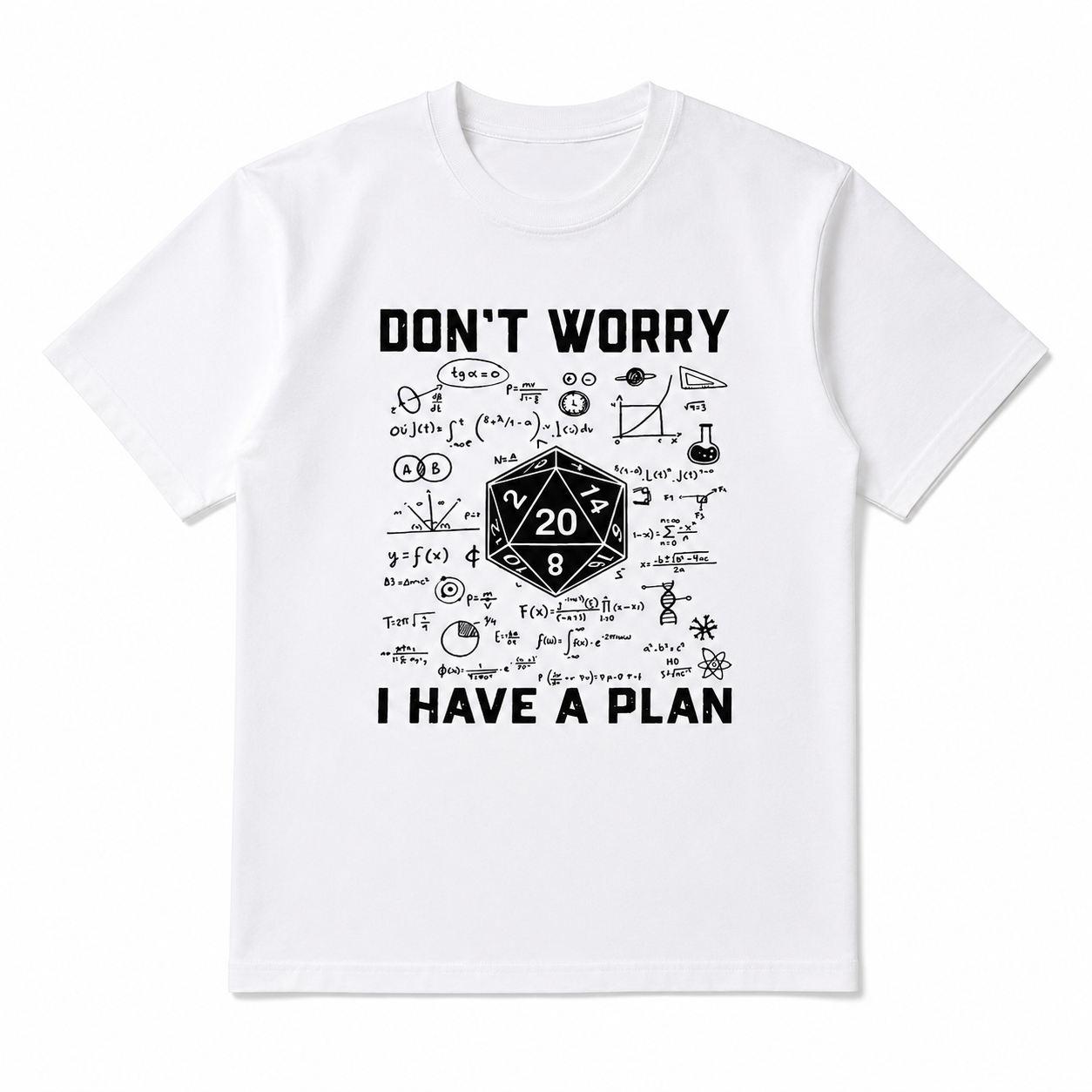 Don't Worry I Have a Plan Funny Nerd Dice Math Graphic T-Shirt Geek Tee